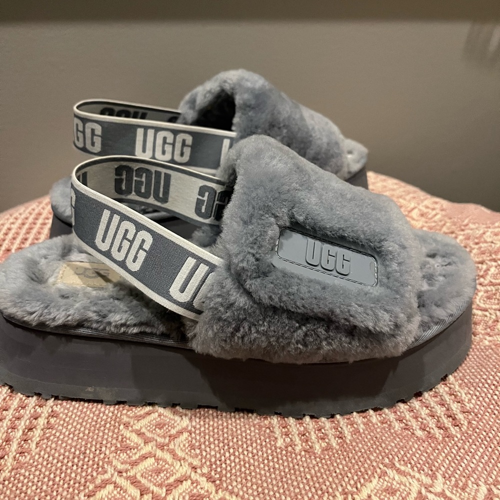 UGG fluffy sling back sandals